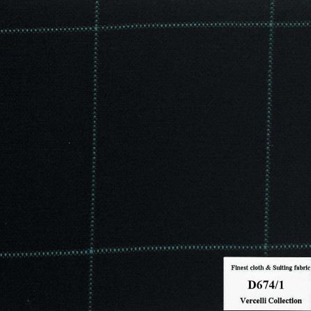 D674/1 Vercelli CXM - Vải Suit 95% Wool - Xanh Dương Caro